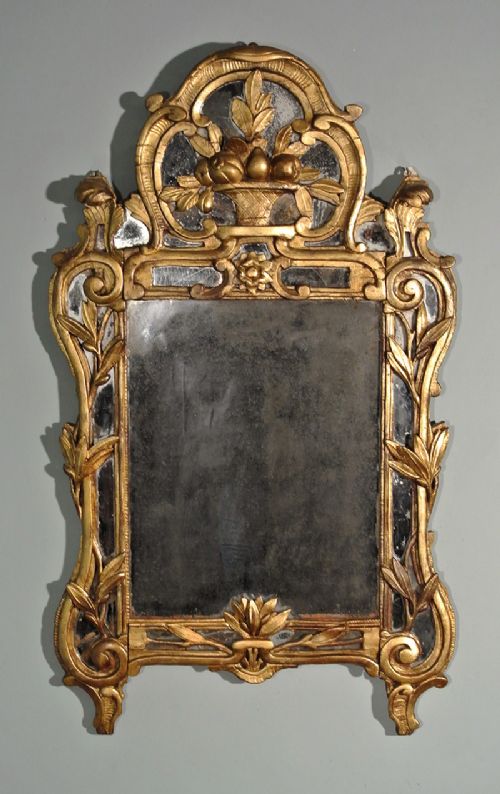 Queen Anne Giltwood Mirror with Original Plates and Samuel Pepys Provenance