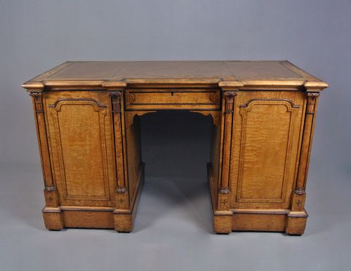 fig 3. Superb Hungarian Ash Desk Attributed To Howard & Sons C. 1875
