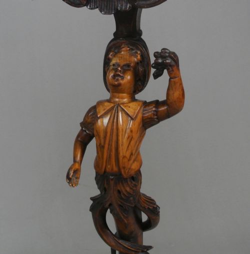fig 1. Pair of 19th Century Black Forest Carved Walnut Torcheres c. 1860
