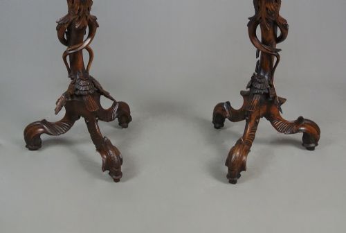 fig 3. Pair of 19th Century Black Forest Carved Walnut Torcheres c. 1860