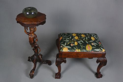 fig 1. Solid Elm George III Ball and Claw Footed Stool c. 1760