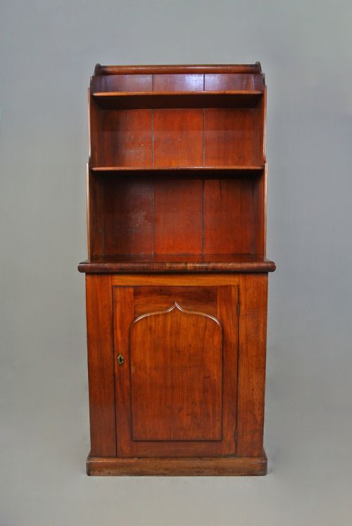 fig 1. Elegant and Small George III Mahogany Waterfall Bookcase Cupboard c. 1820