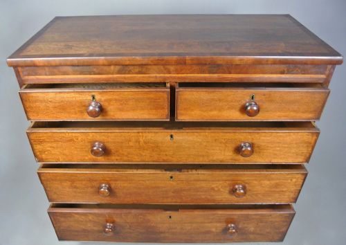 fig 2. Early 19th Century Oak and Walnut Crossbanded Chest of Drawers c. 1840