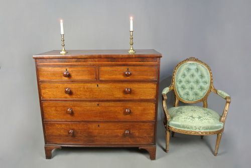 fig 3. Early 19th Century Oak and Walnut Crossbanded Chest of Drawers c. 1840