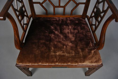 fig 2. Superb Satinwood and Hand Painted Chinoiserie Cockpen Armchair c. 1900