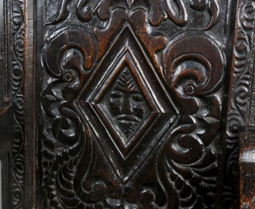 fig 1. Exceptionally Fine And Rare James I Oak Wainscot Chair Dated 1609