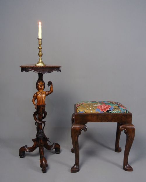 fig 2. Tall and Handsome George II Walnut Stool with Slipper Feet c. 1750