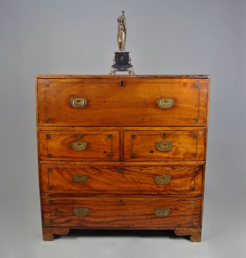 Exceptional George III Brass Inlaid Campaign Chest C. 1800
