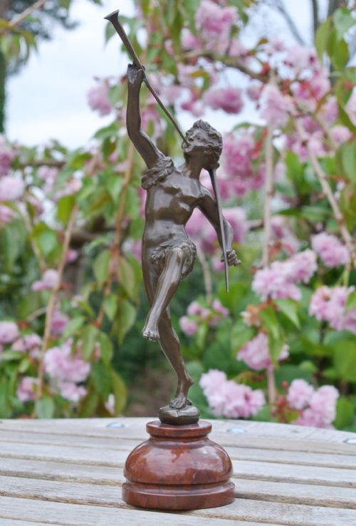 Fine Victorian Bronze of Boy with Trumpets by Ernst Rancoulet C. 1900