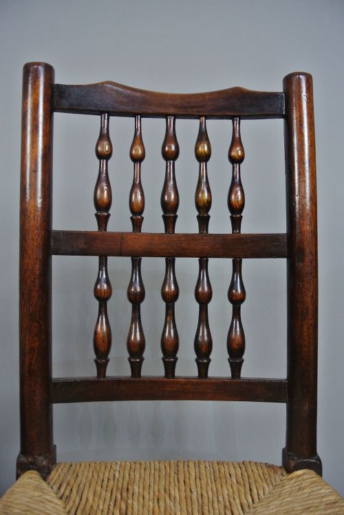 fig 2. Good and True Set of Six 19th Century Elm Spindle Back Chairs c. 1860