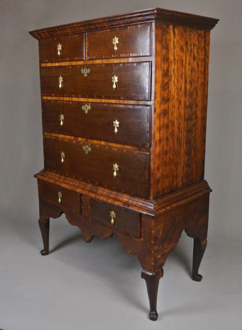 fig 1. Rare And Exceptional George I Oak And Laburnum Chest On Stand C. 1720