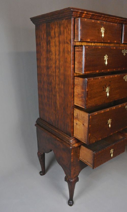 fig 3. Rare And Exceptional George I Oak And Laburnum Chest On Stand C. 1720