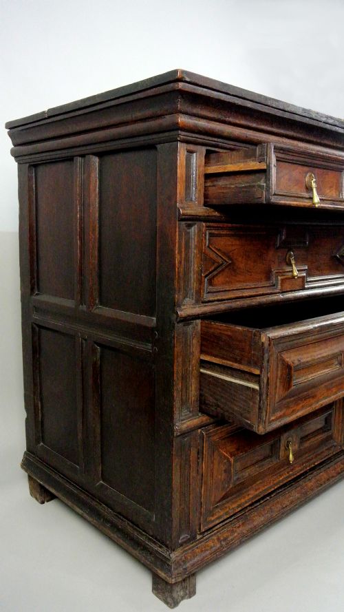 fig 2. Original and Unusual Large 17th Century Oak Chest of Drawers c. 1660