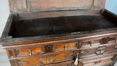 fig 4. Original and Unusual Large 17th Century Oak Chest of Drawers c. 1660