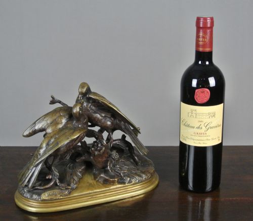 FINE ORIGINAL BRONZE OF LOVEBIRDS TOURTEREAUX BY JOULES MOIGNIEZ C 1865 - ADDITIONAL PHOTO 5