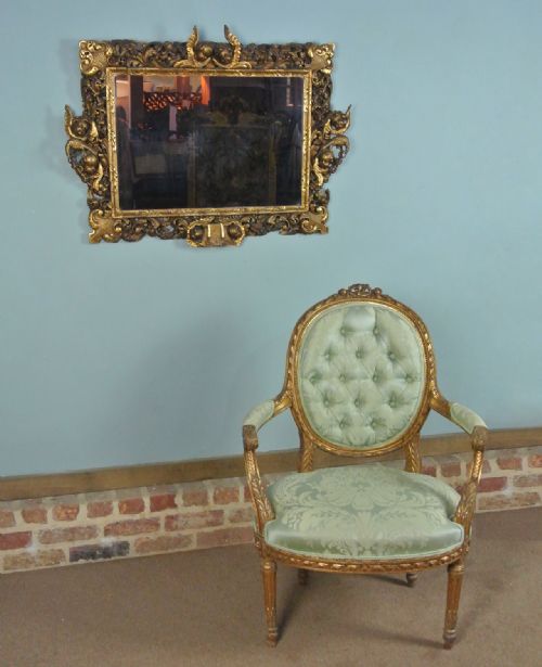 fig 1. Impressively Large Giltwood Mirror Carved with Cherubs and Doves c. 1830