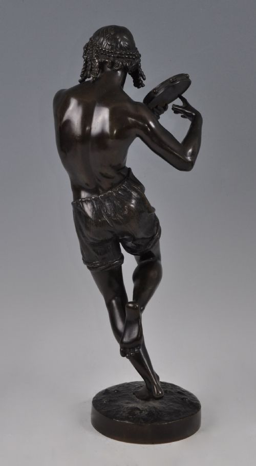 fig 2. Large Well Patinated 19th Century Bronze of Neopolitan Dancer - by Duret c. 1880