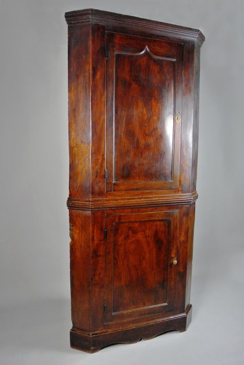 fig 2. Radiant George III Solid Elm Corner Cupboard c. 1800