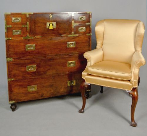 fig 1. Wonderful Georgian Solid Walnut Campaign Chest c. 1810