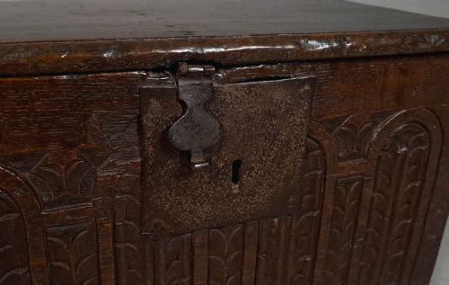 fig 3. Beautiful 17th Century Small Oak Chest or Deed Box c. 1640