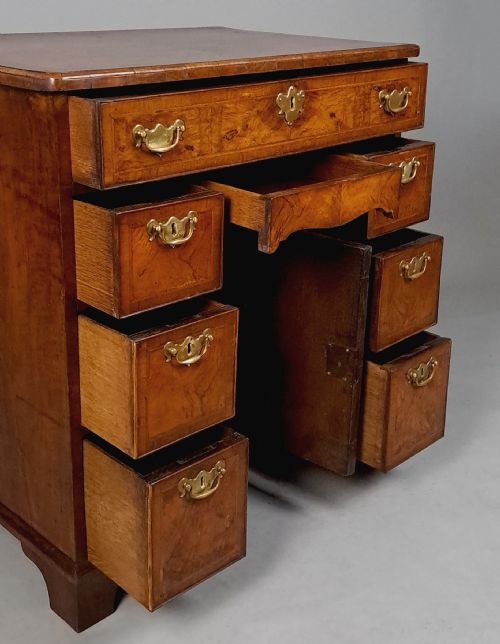 fig 3. Stunning Queen Anne Walnut Kneehole Desk with Original Hardware c. 1710