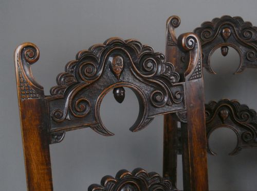 fig 1. Excellent Set of Four Yorkshire Oak Back Stools c. 1730
