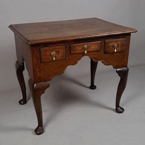 fig 2. Charming George II Oak and Elm Lowboy with Initials and Dated 1741