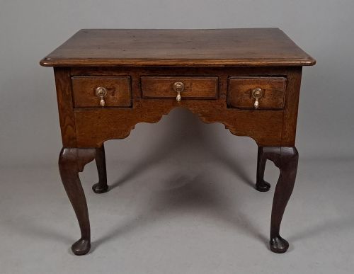 fig 3. Charming George II Oak and Elm Lowboy with Initials and Dated 1741