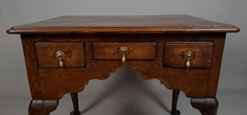 fig 4. Charming George II Oak and Elm Lowboy with Initials and Dated 1741