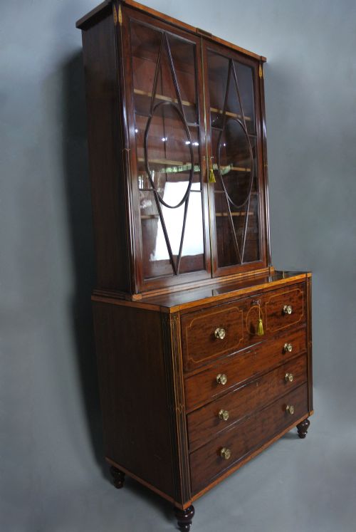 fig 1. Regency Mahogany and Satinwood Secretaire Bookcase c. 1820