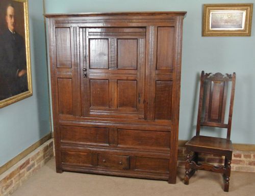 fig 1. 17th Century Oak Wardrobe and Press of Small Stature c. 1670