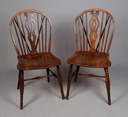 Handsome Pair of Georgian Stick Back Windsor Chairs C. 1810