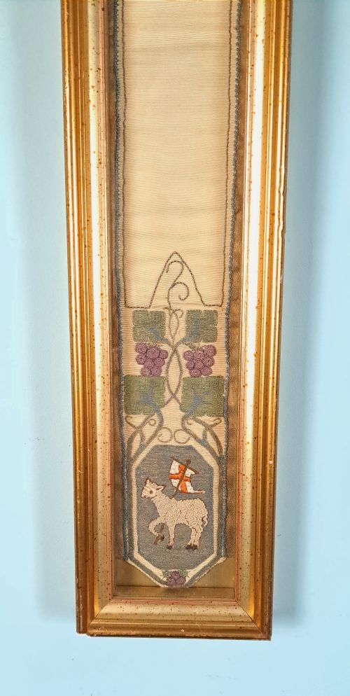 fig 2. Original Framed James I ‘Agnus Dei’ Silk Sewn Stole c. 1610