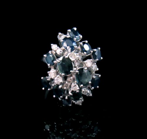 fig 1. Dazzling Art Deco White Gold Sapphire and Diamond Ring c. 1925