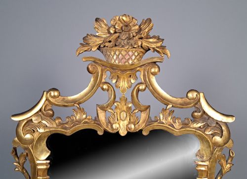 fig 2. Large 19th Century Carved Giltwood Mirror with Trade Label c. 1850