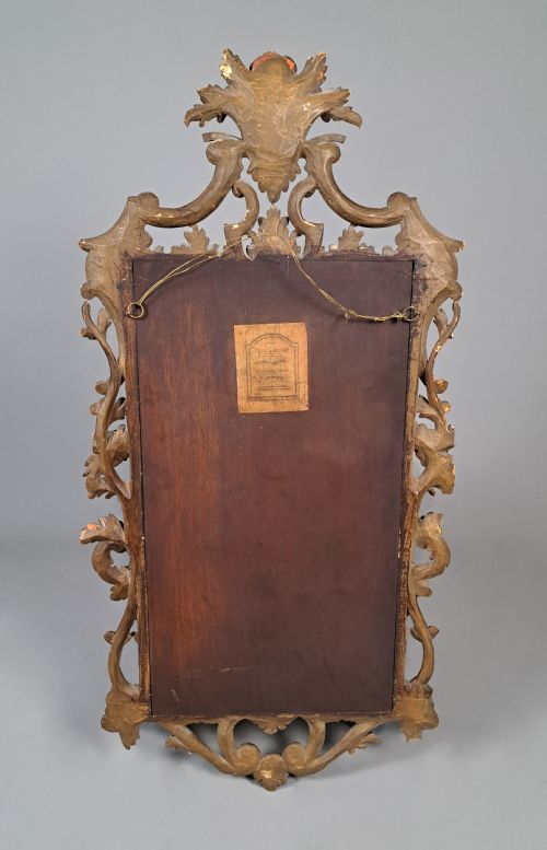 fig 3. Large 19th Century Carved Giltwood Mirror with Trade Label c. 1850