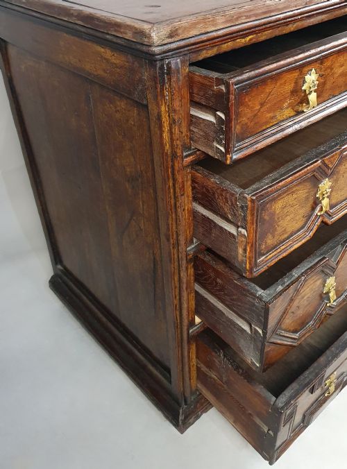 fig 3. Original and Small Charles II Oak Chest of Drawers c. 1670