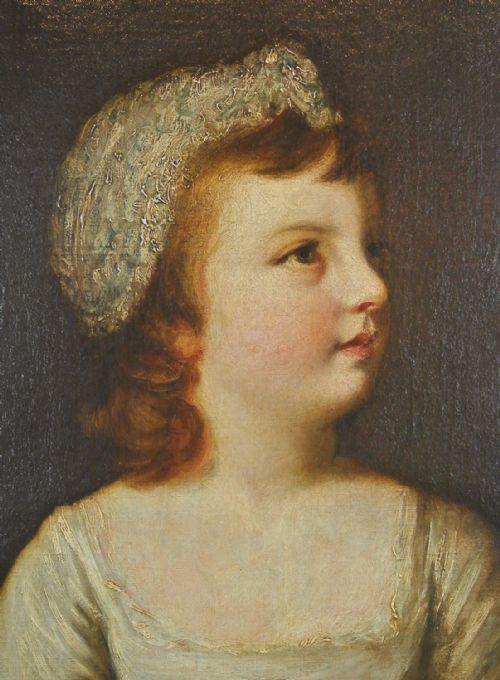 18TH CENTURY ENGLISH SCHOOL OIL ON CANVAS BY SIR JOSHUA REYNOLDS RA LADY CATHERINE MARY MANNERS AS A CHILD - ADDITIONAL PHOTO 2