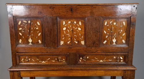 fig 4. Charles II Ivory Inlaid Elm Chest on Stand c. 1660