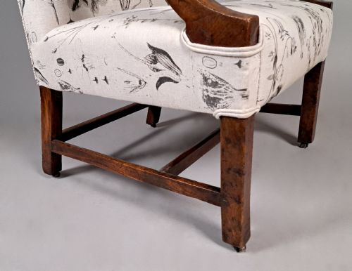 GEORGE III SOLID YEW WOOD GAINSBOROUGH ARM CHAIR C 1760 - ADDITIONAL PHOTO 8