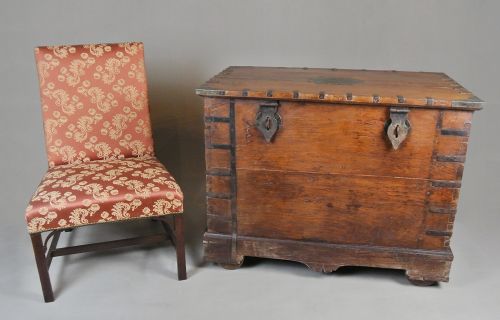 MONUMENTAL 19TH CENTURY TEAK AND IRON BOUND DOWRY CHEST C 1840 - ADDITIONAL PHOTO 7