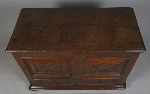 SIGNED ORIGINAL PERIOD CHARLES II OAK MULE CHEST C 1665 - ADDITIONAL PHOTO 3
