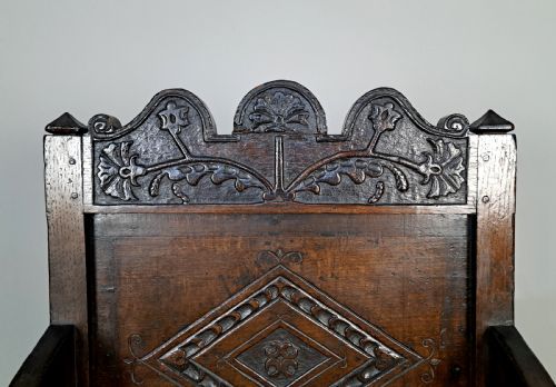EARLY ENGLISH OAK YORKSHIRE WAINSCOT ARMCHAIR C 1635 - ADDITIONAL PHOTO 4