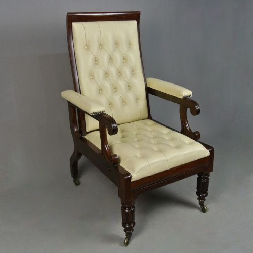 REGENCY SOLID MAHOGANY DAWS PATENT RECLINING CHAIR C 1830