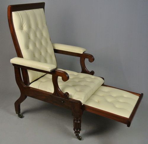 REGENCY SOLID MAHOGANY DAWS PATENT RECLINING CHAIR C 1830 - ADDITIONAL PHOTO 2