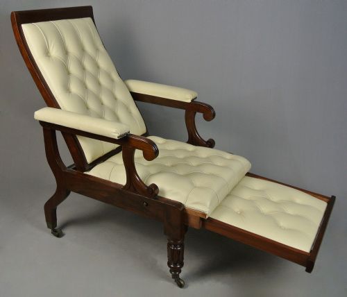 REGENCY SOLID MAHOGANY DAWS PATENT RECLINING CHAIR C 1830 - ADDITIONAL PHOTO 3