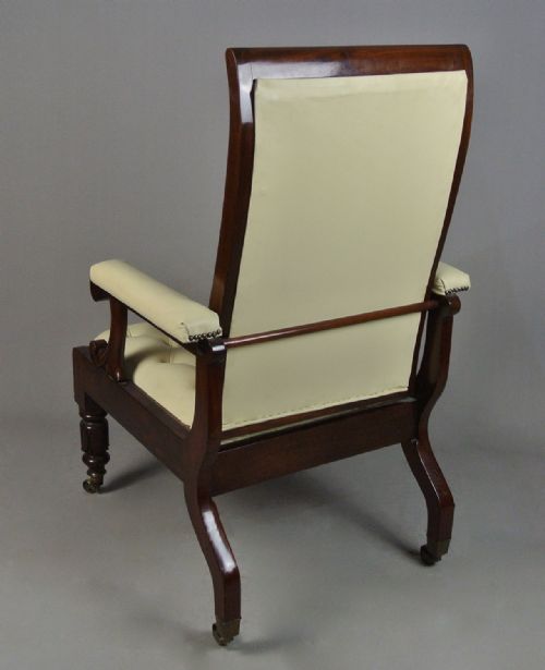 REGENCY SOLID MAHOGANY DAWS PATENT RECLINING CHAIR C 1830 - ADDITIONAL PHOTO 5
