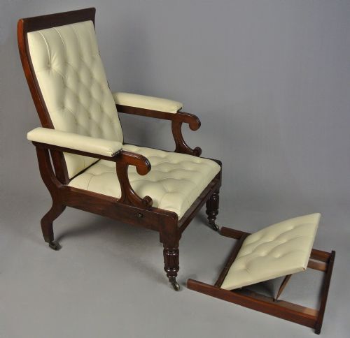 REGENCY SOLID MAHOGANY DAWS PATENT RECLINING CHAIR C 1830 - ADDITIONAL PHOTO 6