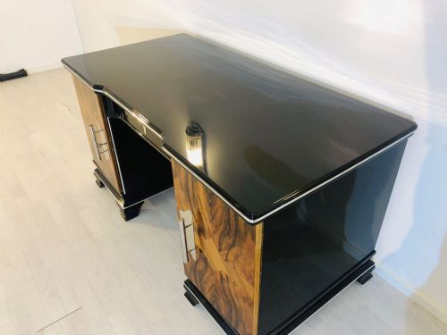 fig 1. 1920s Art Deco Walnut Wood Fronted Desk