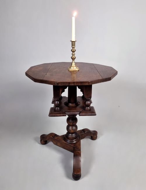 Rare Charles II Period Oak Pillar Table C. 1660